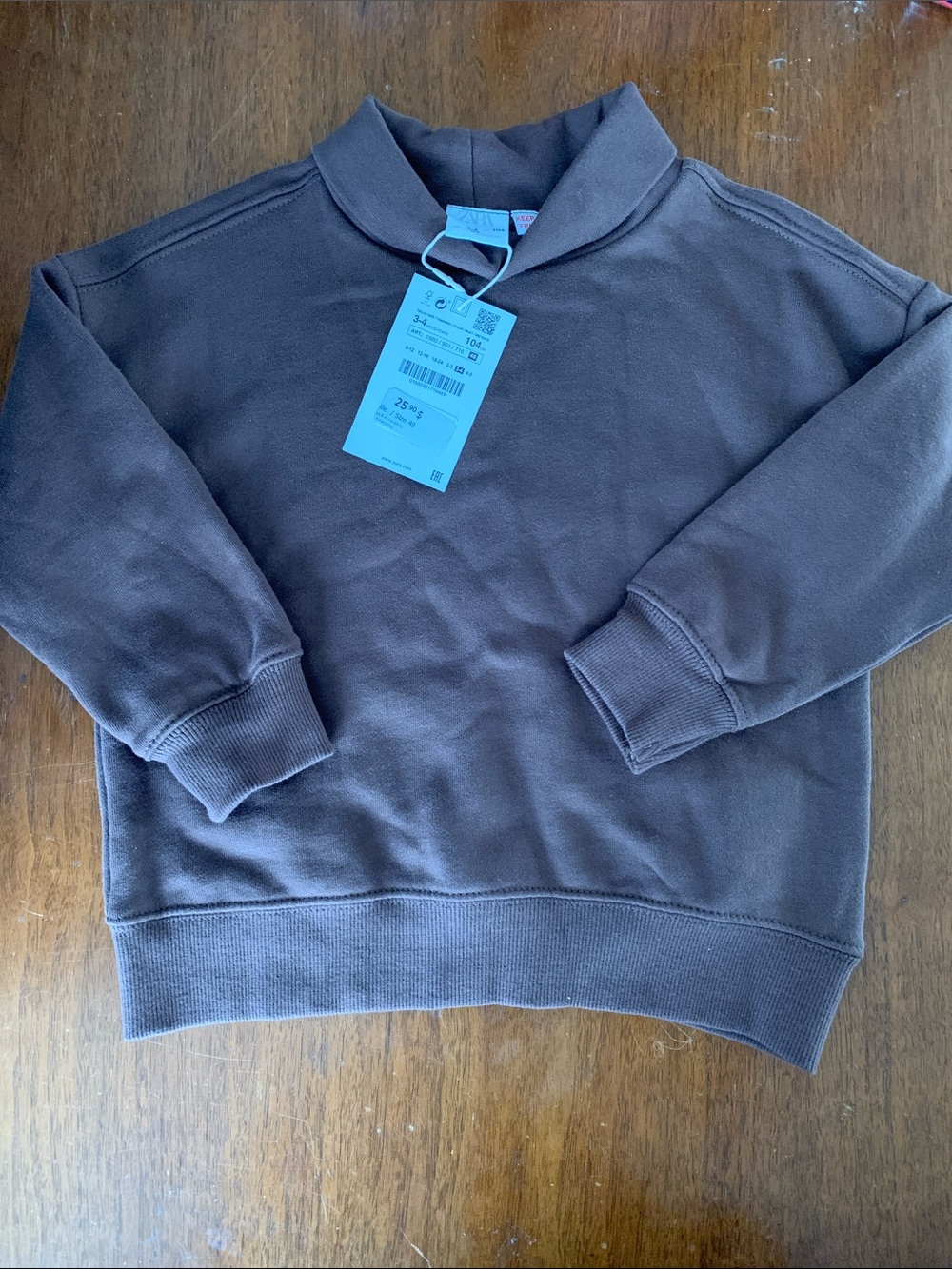 🫐3/$30 NWT Zara Kids Brown Mock Neck Sweatshirt Size 3-4Y